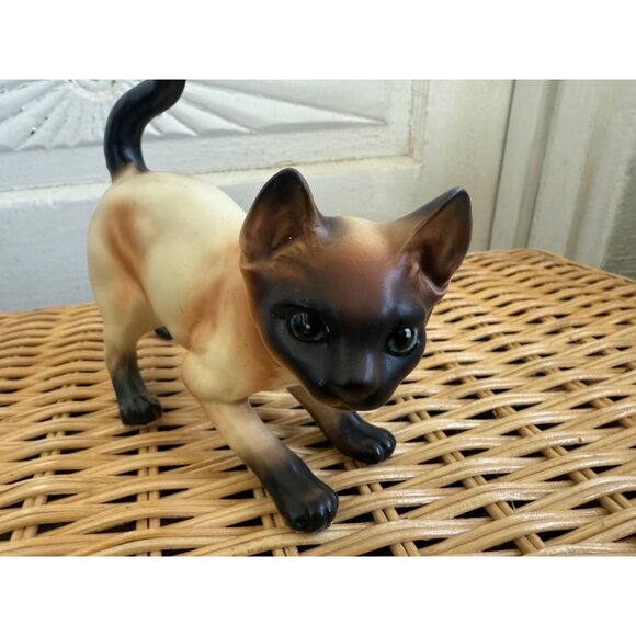 Vintage MCM Lefton Siamese Cat figurine Pouncing Playful - Picture 9 of 11